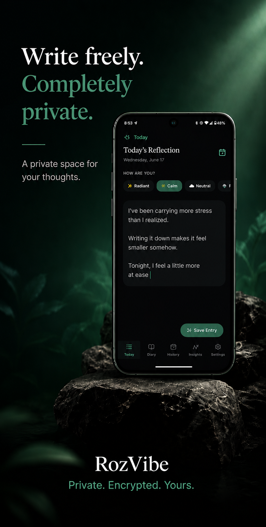RozVibe mood tracking and analytics dashboard